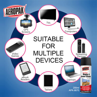 Aeropak 200ml Aerosol Eco-Friendly Alcohol-Free Anti-Static Streak Free Fast-Drying Multi-Purpose Customized Colors Screen